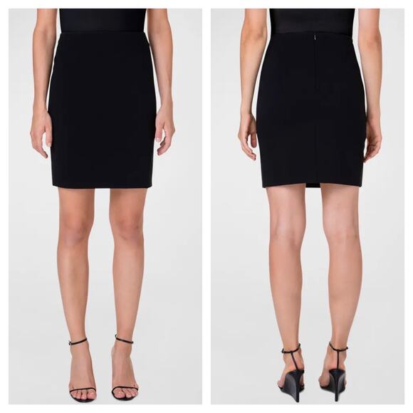 Akris Punto Stretch Virgin Wool Crepe Pencil Skirt Size 4 Black Work Wear - Picture 1 of 13